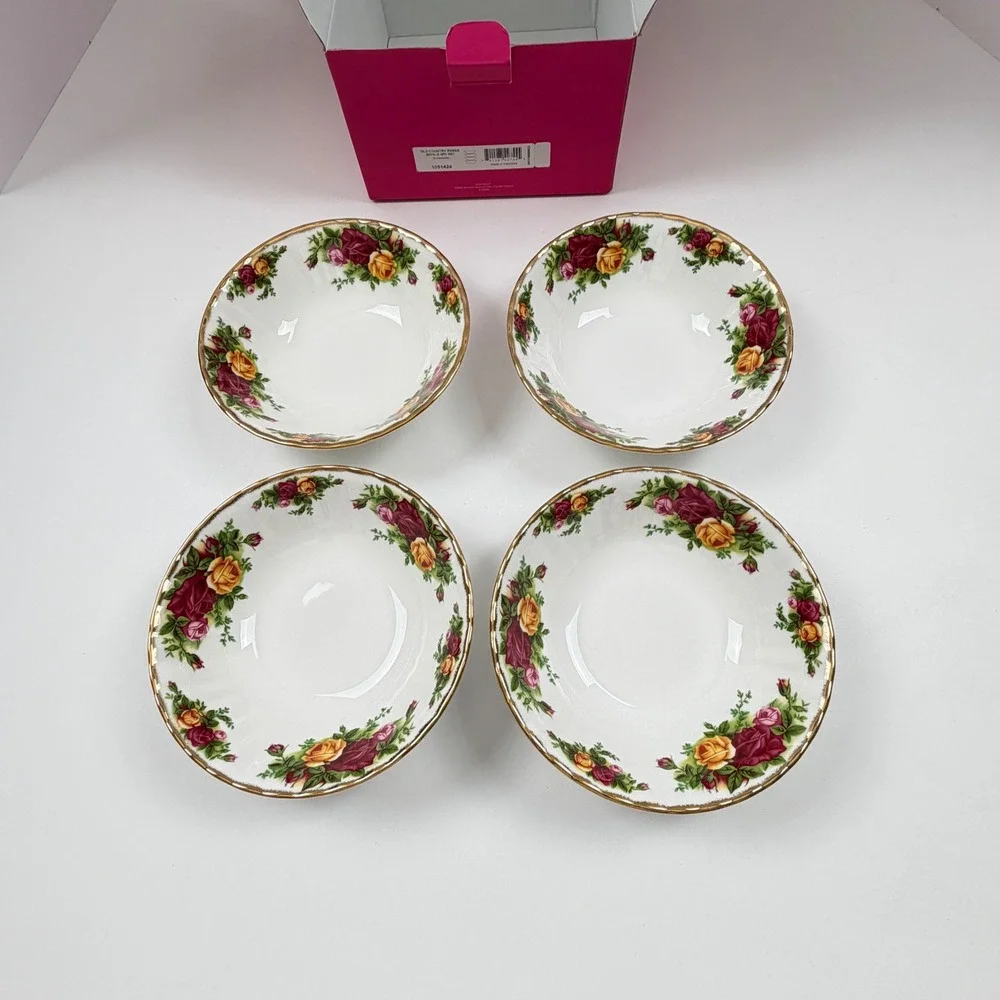 Royal Albert Old Country Roses Bowls Set 4 Bone China Gold Trim New 1051424